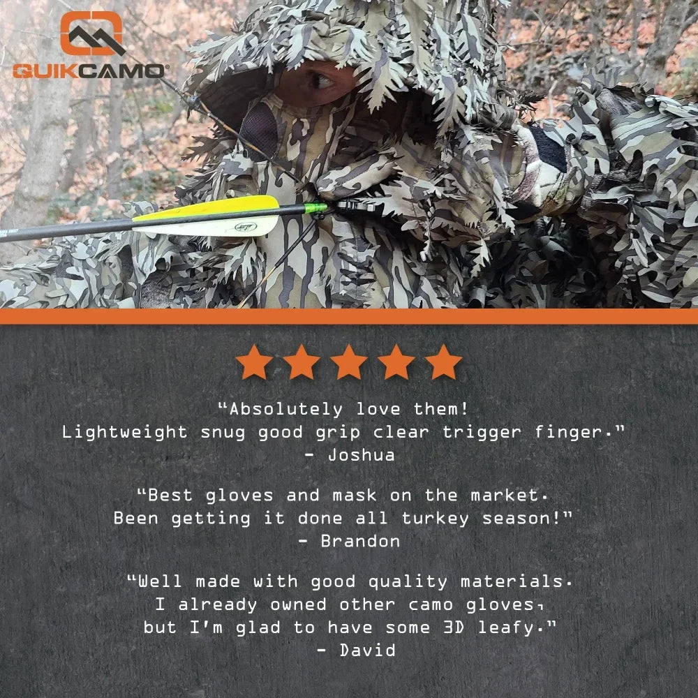 Leafy Camo Gloves in Mossy Oak and Realtree - Fingerless or Touchscreen Tips