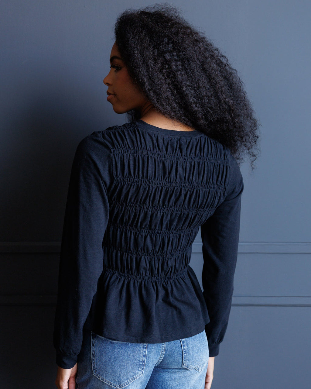 Long Sleeve Smocked Tee