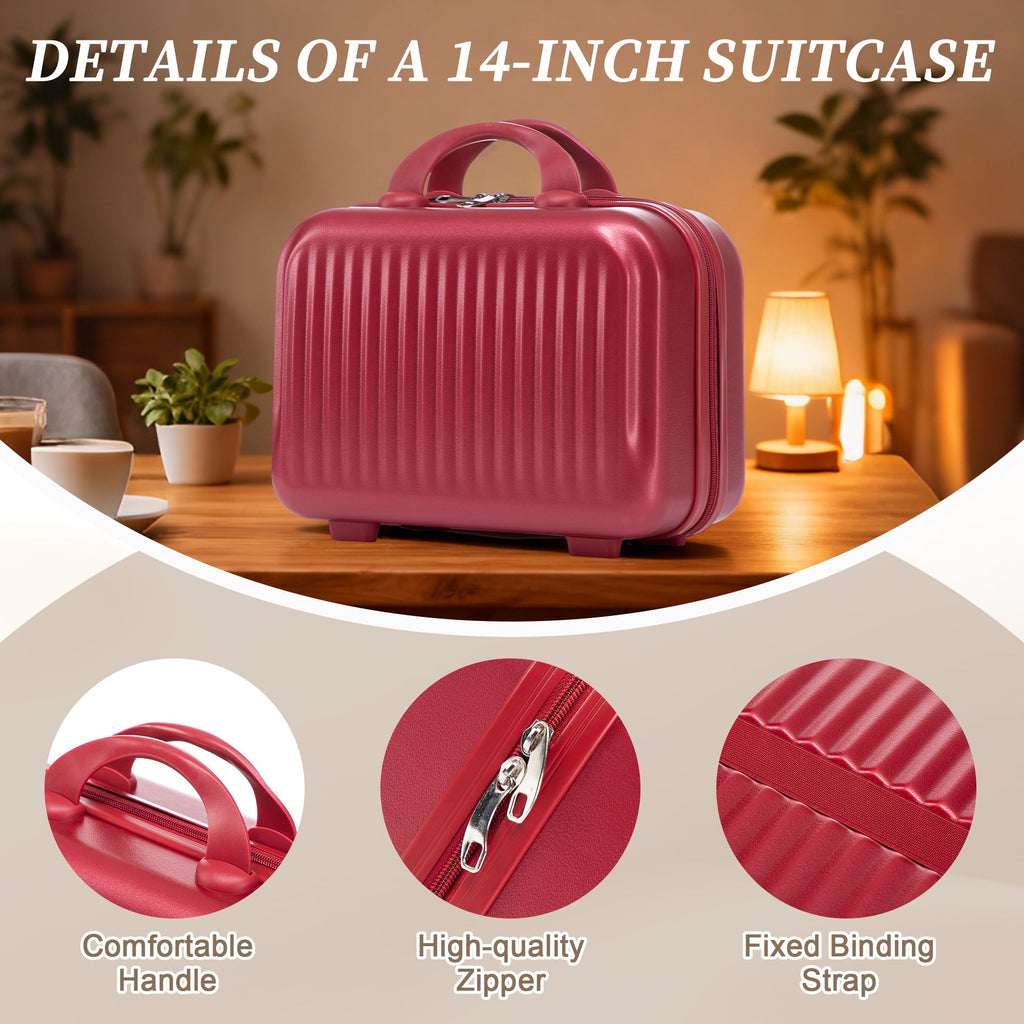 ABS Spinner Wheel Luggage Set with Combination Lock - Red