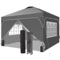 Ainfox 8ft x 8ft Pop Up Canopy Beach Tent with Four Removable Sidewalls for Events, Parties, Camping