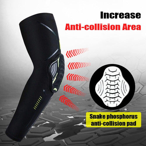 1Piece Sports Elbow Support Pads Breathable Arm Compression Shield Shape Crash Proof Elbow Pads Arm Sleeve Compression Sleeve For Outdoor Sports Running Basketball Football Volleyball Arm Cover