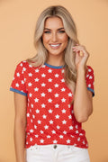 Americana Stars Colorblock Short Sleeve Top