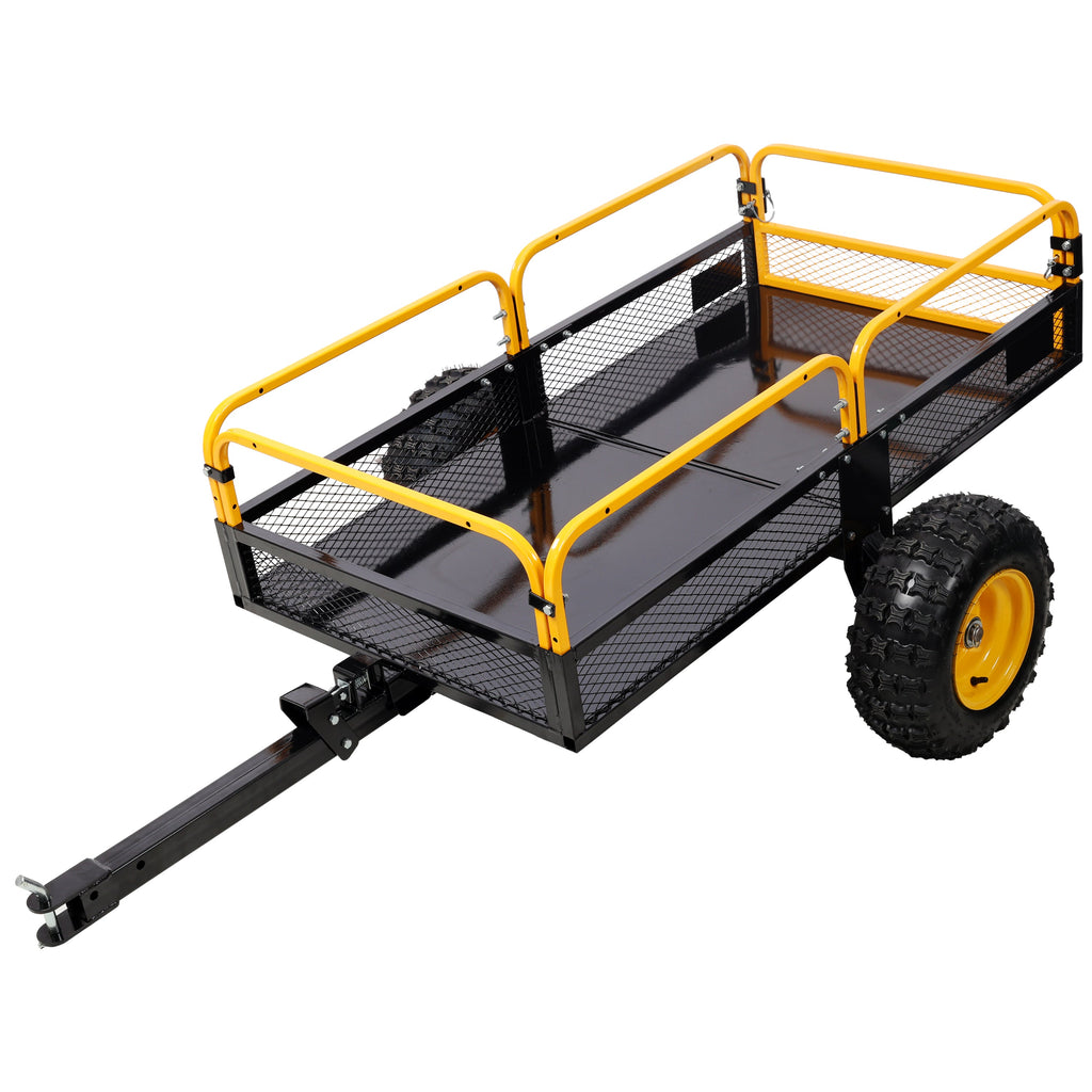 Heavy-Duty Tow-Behind Dump Cart with Steel Bed - Black