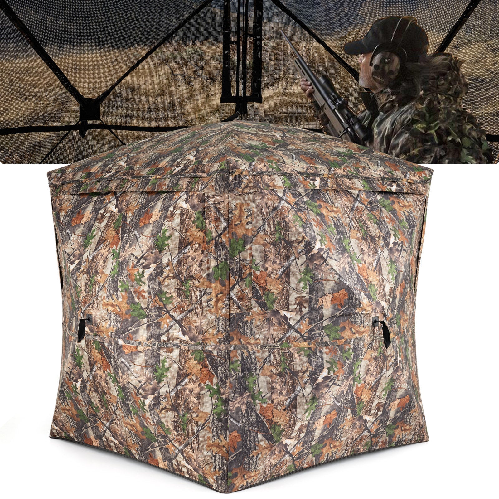 270¬∞ See Through Hunting Blind Tent with Silent Magnetic Door