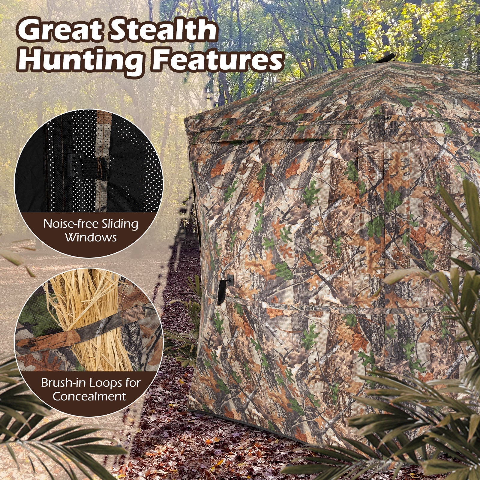 270¬∞ See Through Hunting Blind Tent with Silent Magnetic Door