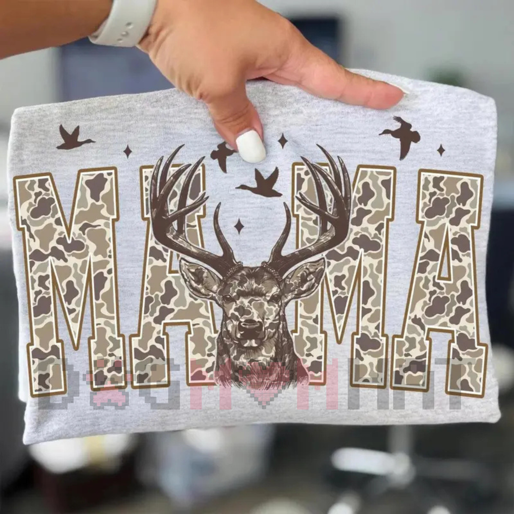 Camo Mama Deer Hunting Camouflage Sweatshirt – Retro Camo Western Tee Style