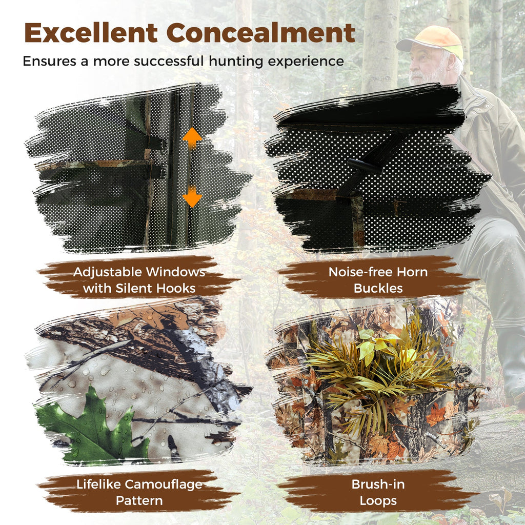 2-6 Person Side-by-Side Hunting Blinds Double One-way See-through Ground Blinds