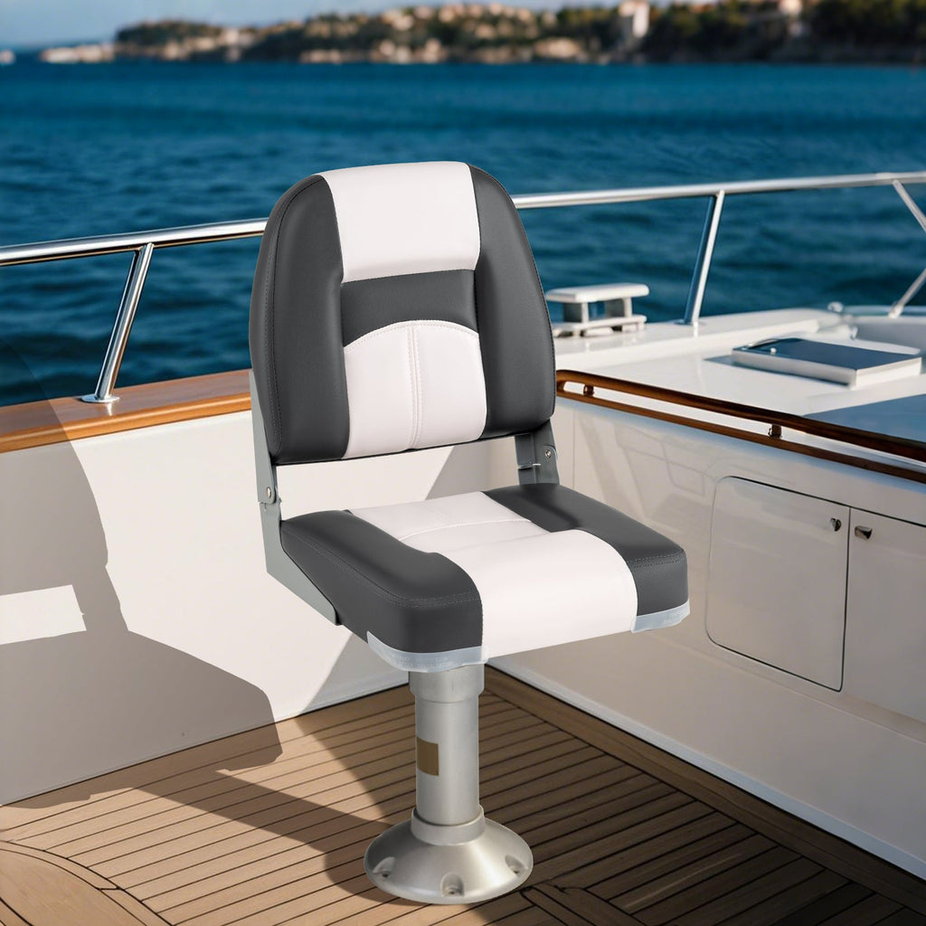 2-Pack Boat Seats with Thick Sponge Padding and Fixing Bolts-Gray