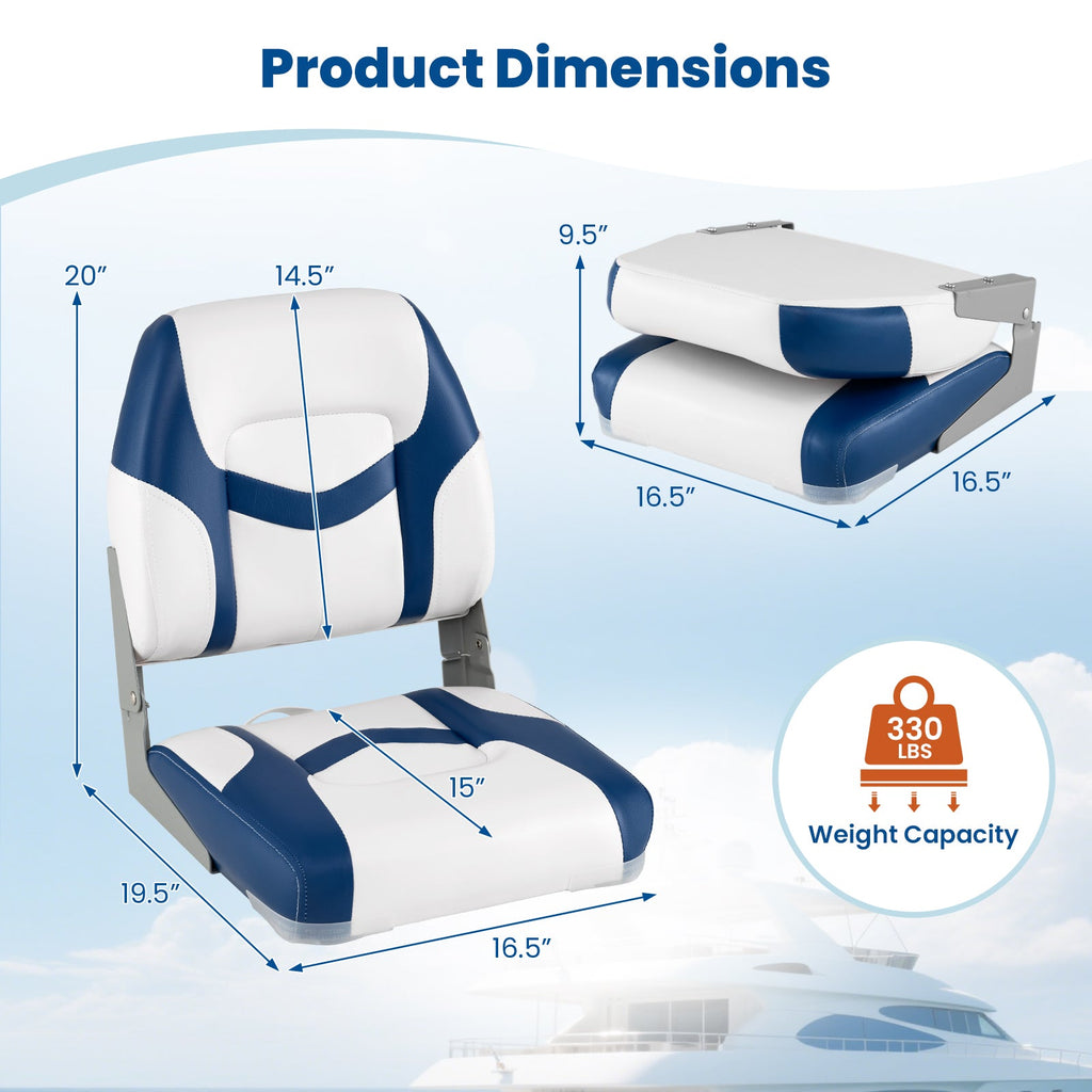 2-Pack Boat Seats with Fixing Bolts and Hinges