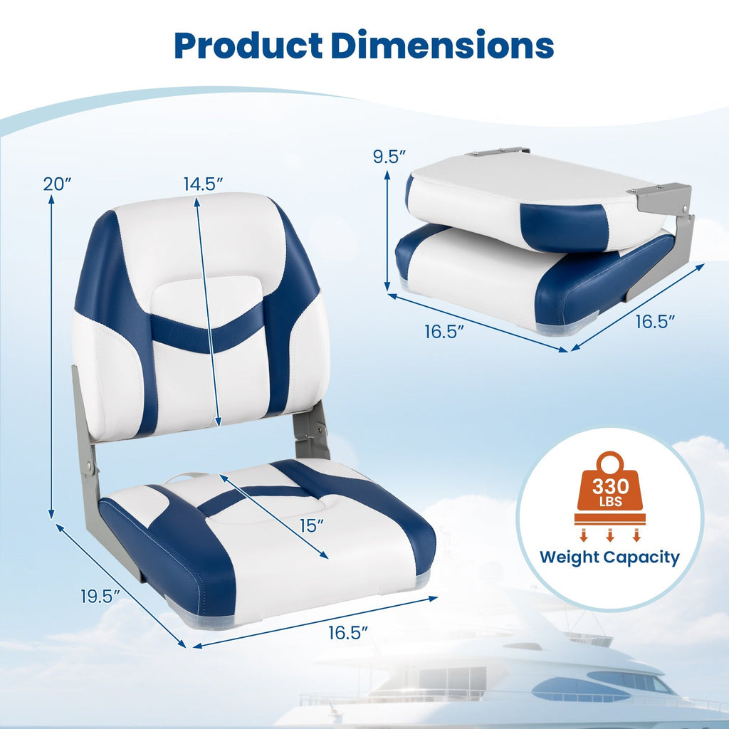 2-Pack Boat Seats with Fixing Bolts and Hinges