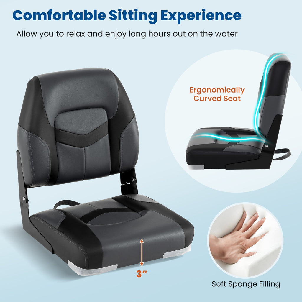 2-Pack Boat Seats with Fixing Bolts and Hinges
