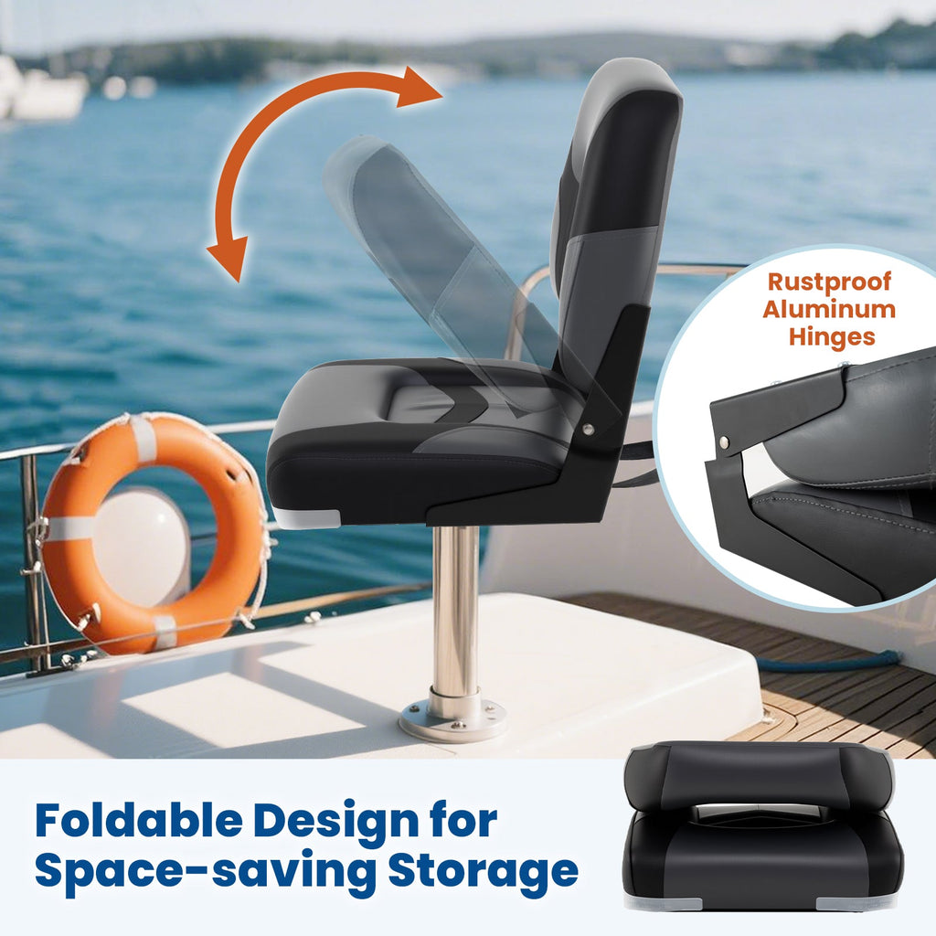 2-Pack Boat Seats with Fixing Bolts and Hinges
