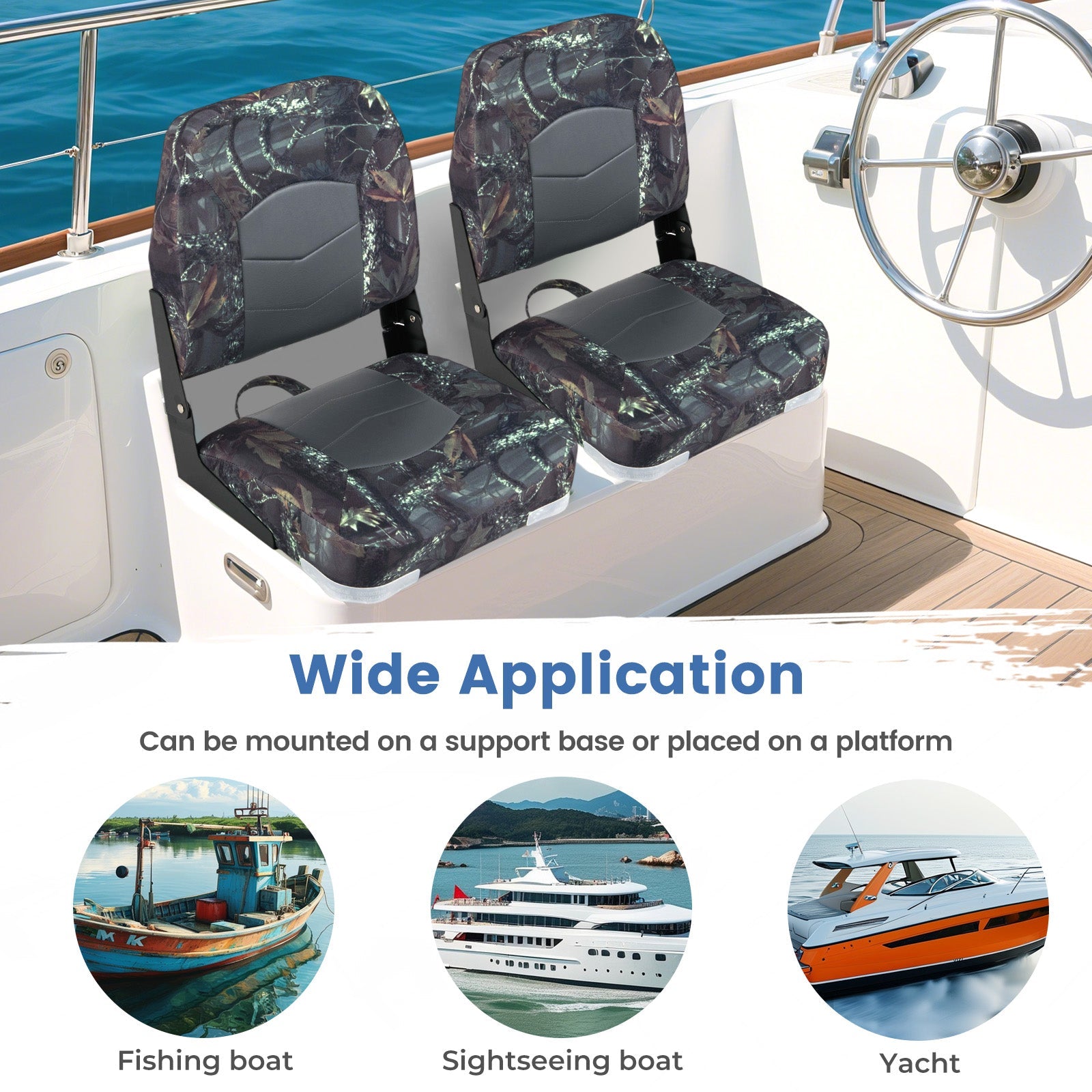 2-Pack Boat Seats with Thick Sponge Padding