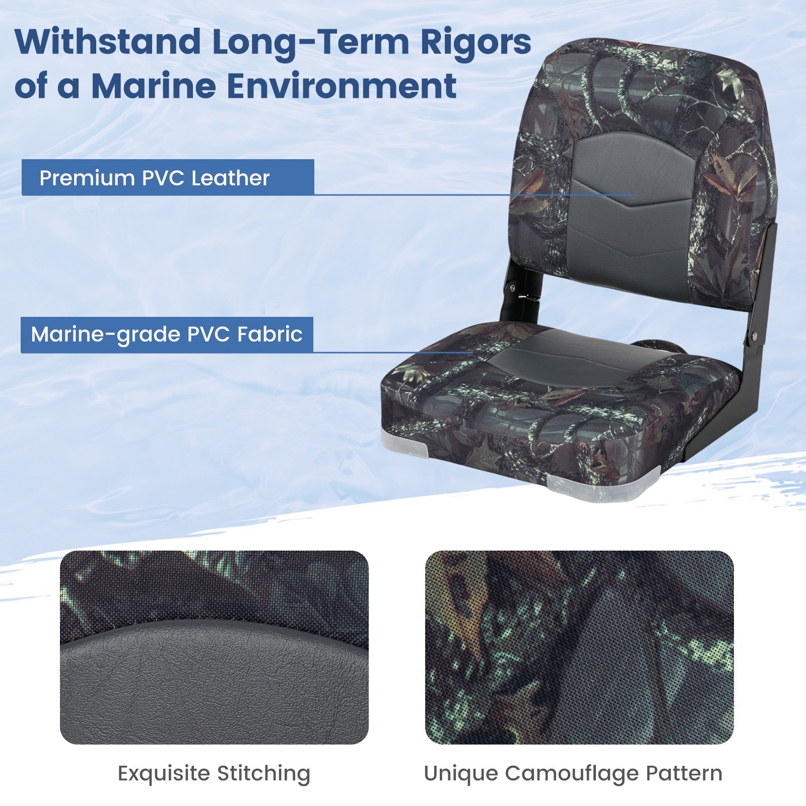 2-Pack Boat Seats with Thick Sponge Padding
