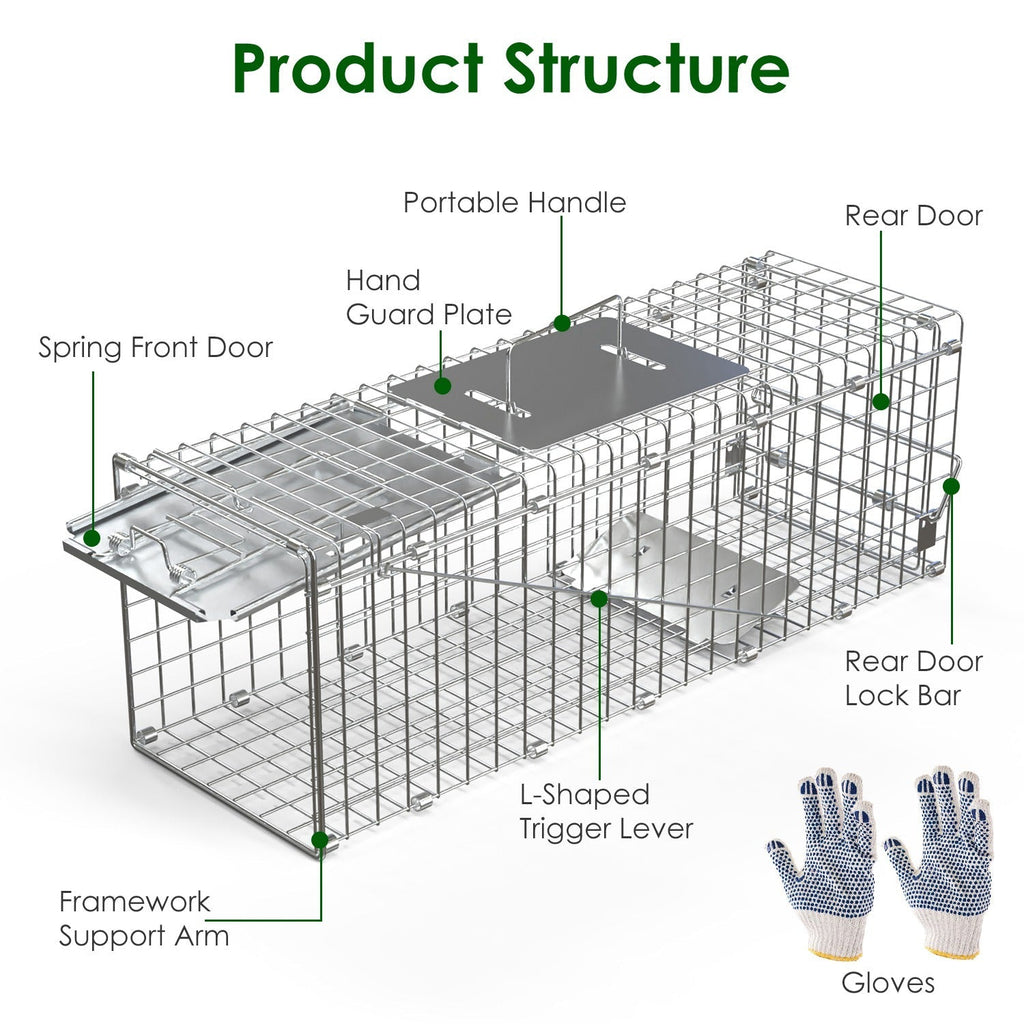2PCS Folding Humane Animal Trap Cages for Cats, Rabbits & Squirrels