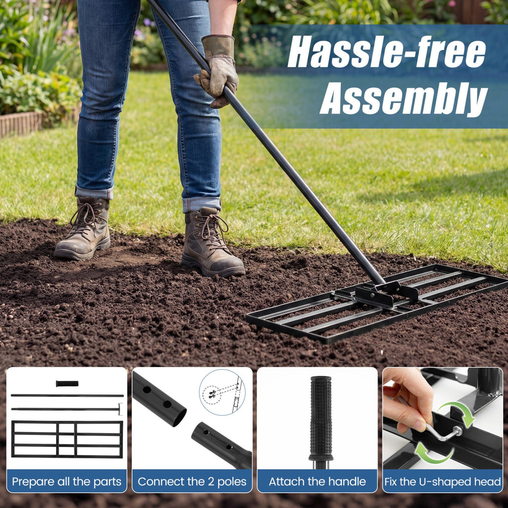 30 x 10 Inch Heavy Duty Lawn Level Tool with 69 Inch Handle