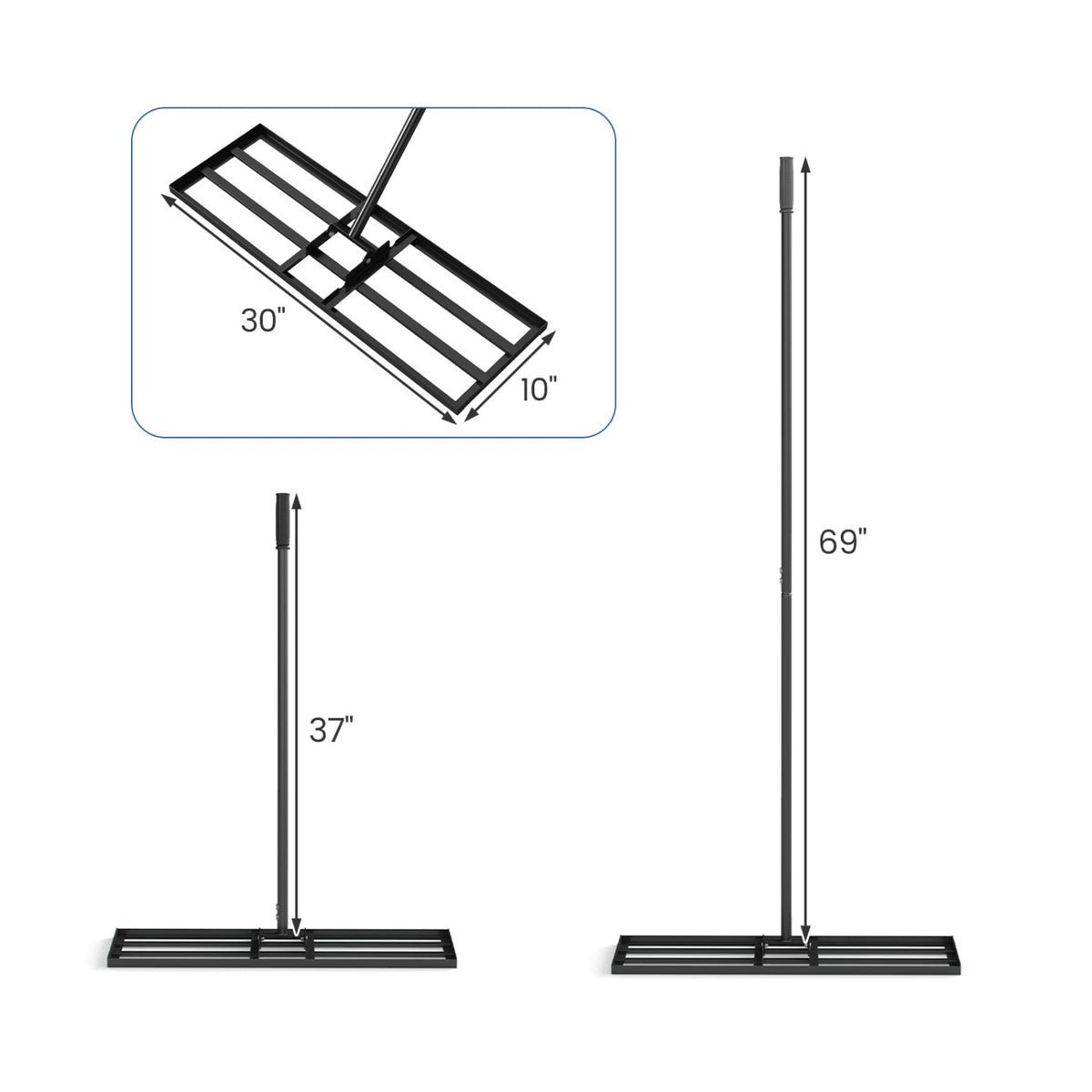 30 x 10 Inch Heavy Duty Lawn Level Tool with 69 Inch Handle