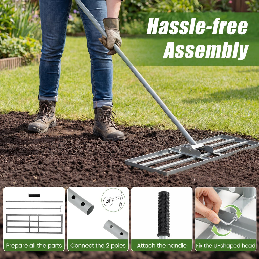 30 x 10 Inch Heavy Duty Lawn Level Tool with 69 Inch Handle
