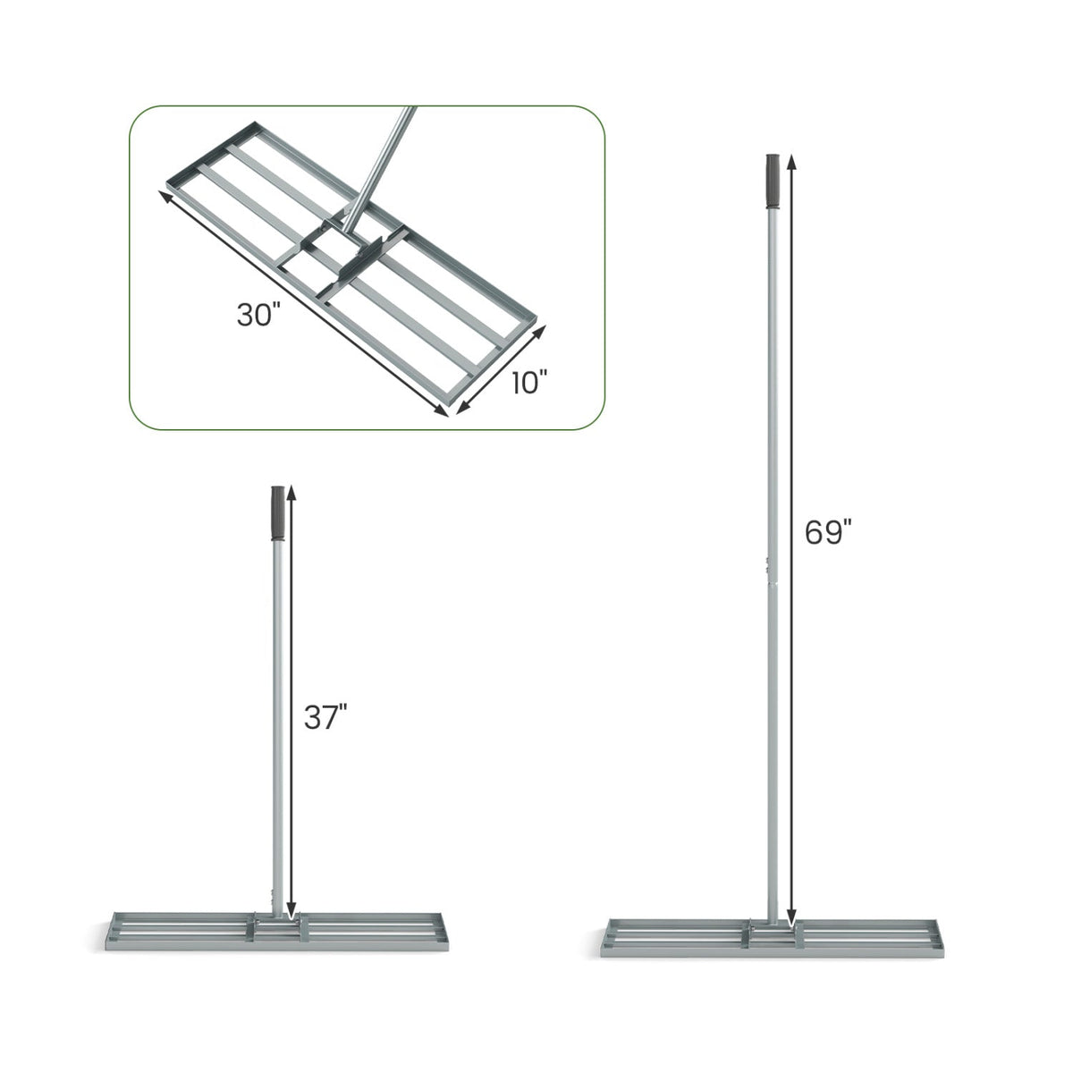 30 x 10 Inch Heavy Duty Lawn Level Tool with 69 Inch Handle