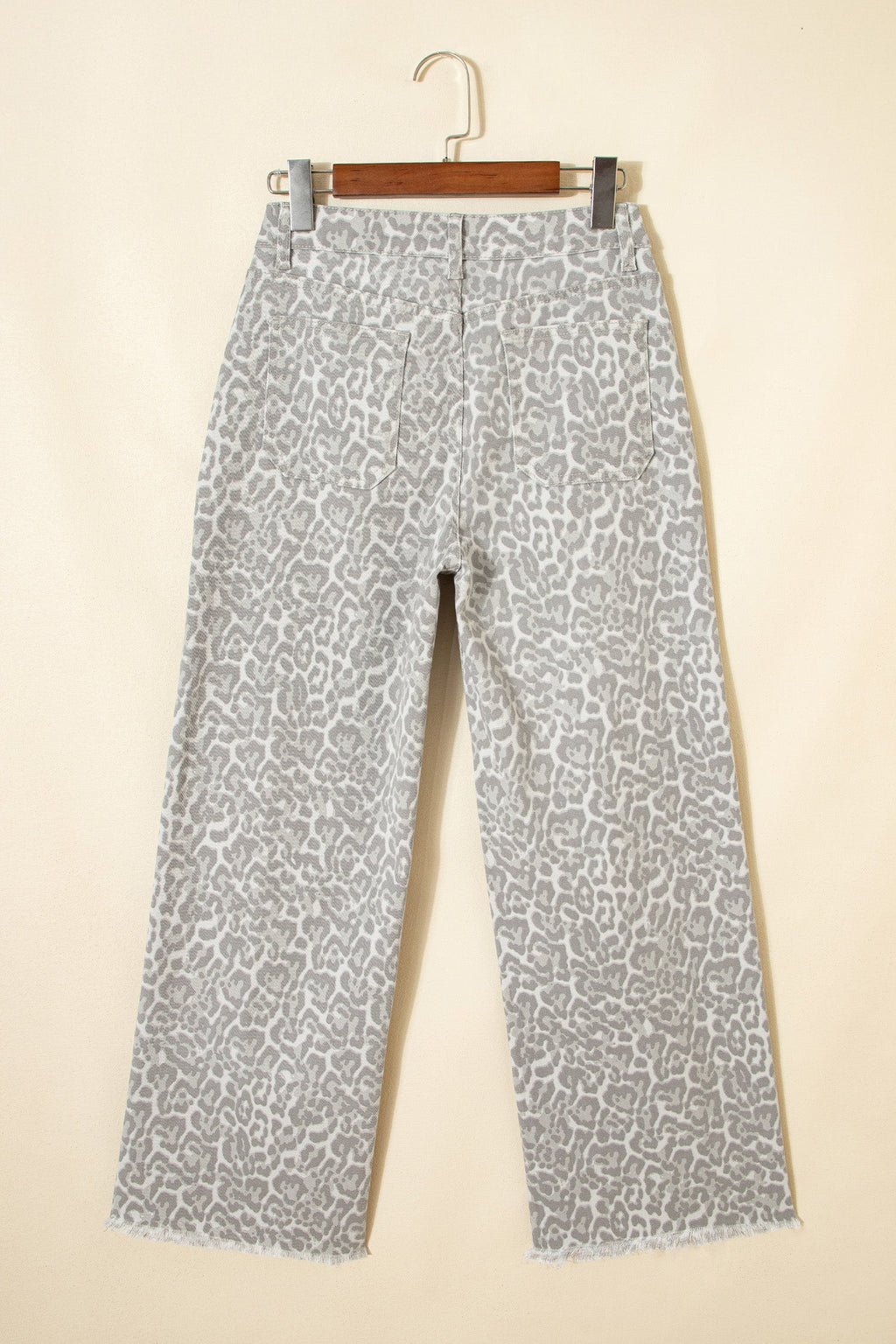 Leopard Frayed Edge High Waist Wide Leg Jeans