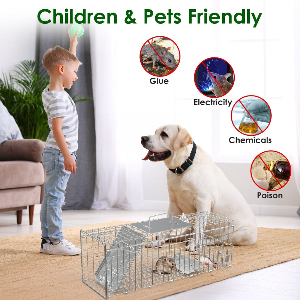 2PCS Folding Humane Animal Trap Cages for Cats, Rabbits & Squirrels