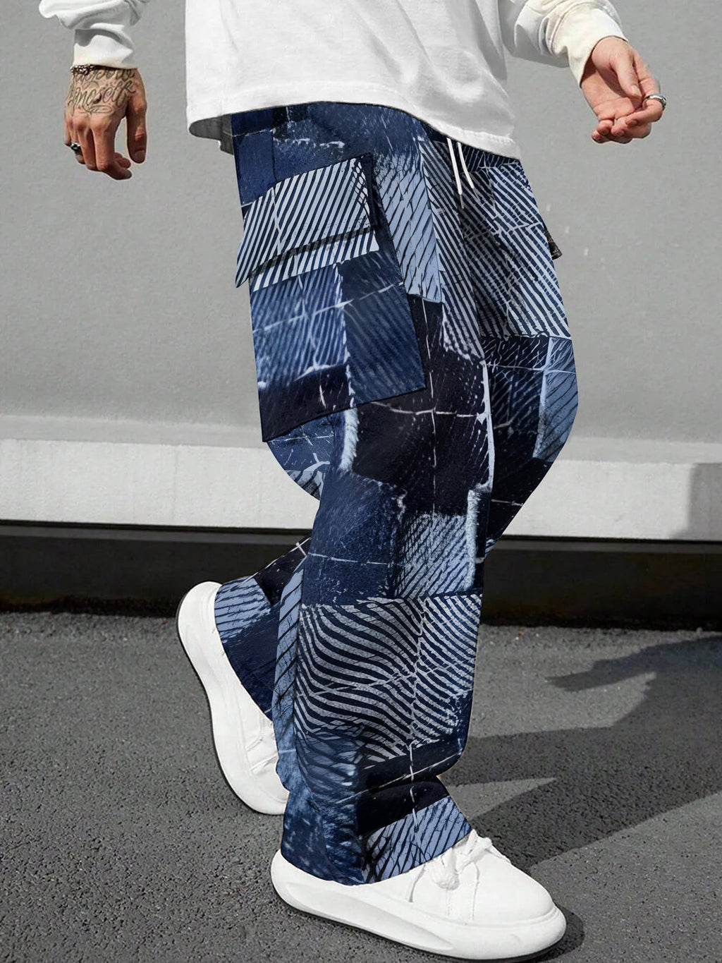 Pink Camo Cargo Pants Printed Design Trendy Casual Loose-Fit Versatile And Breathable Trousers