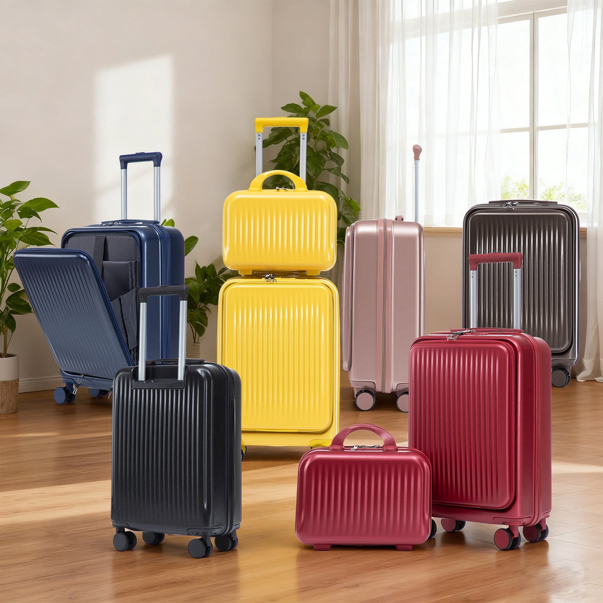 ABS Spinner Wheel Luggage Set with Combination Lock - Red