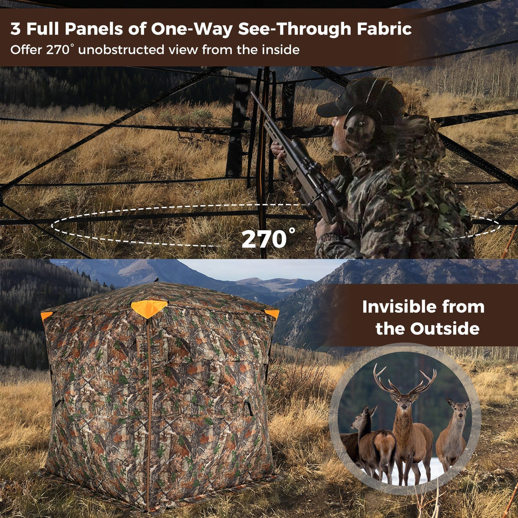 3-4 Person Hunting Blind 270¬∞ See-Through Pop-up Ground Blind with Full-Open Swing Door