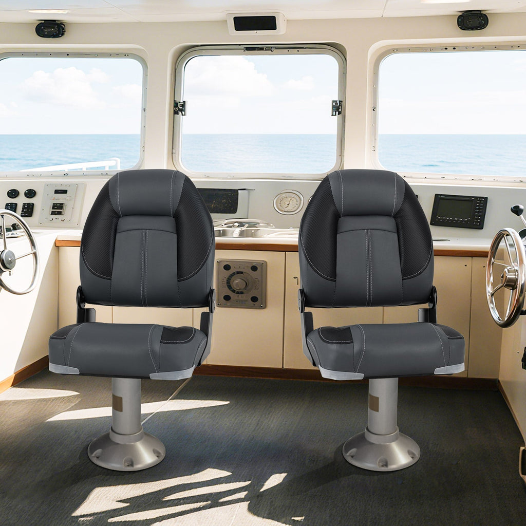 3-Pack Folding Boat Seats with 28D Soft Sponge Padding-Black