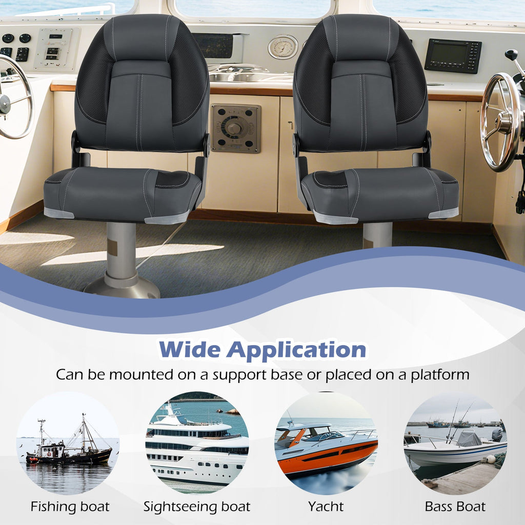 3-Pack Folding Boat Seats with 28D Soft Sponge Padding-Black