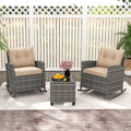 3-Piece Patio Rocking Chair Set with Glass Table