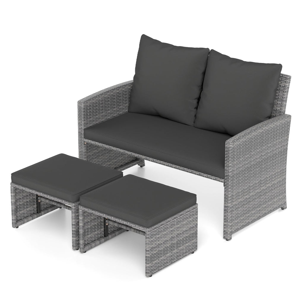 3-Piece Patio Conversation Set with Cushions