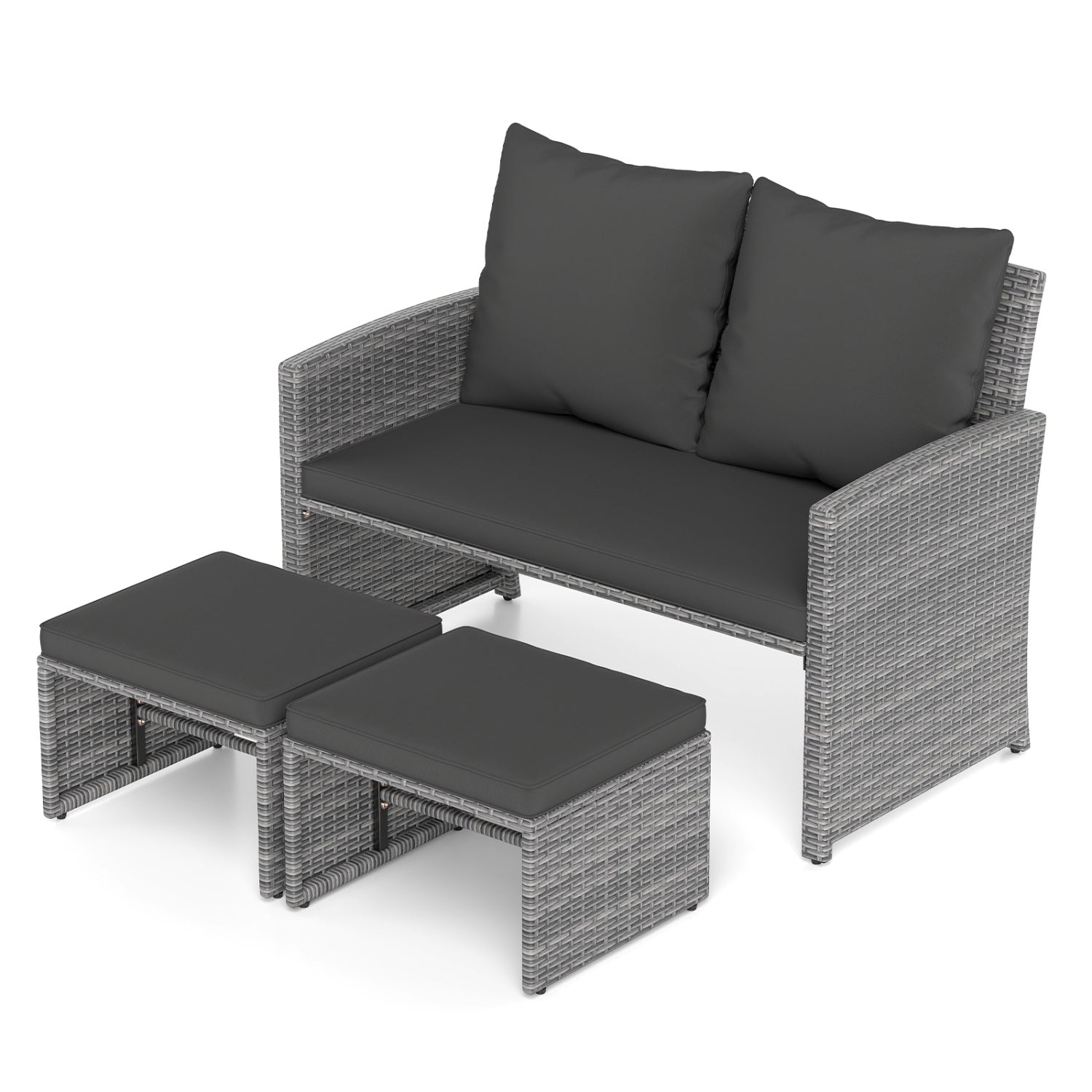 3-Piece Patio Conversation Set with Cushions