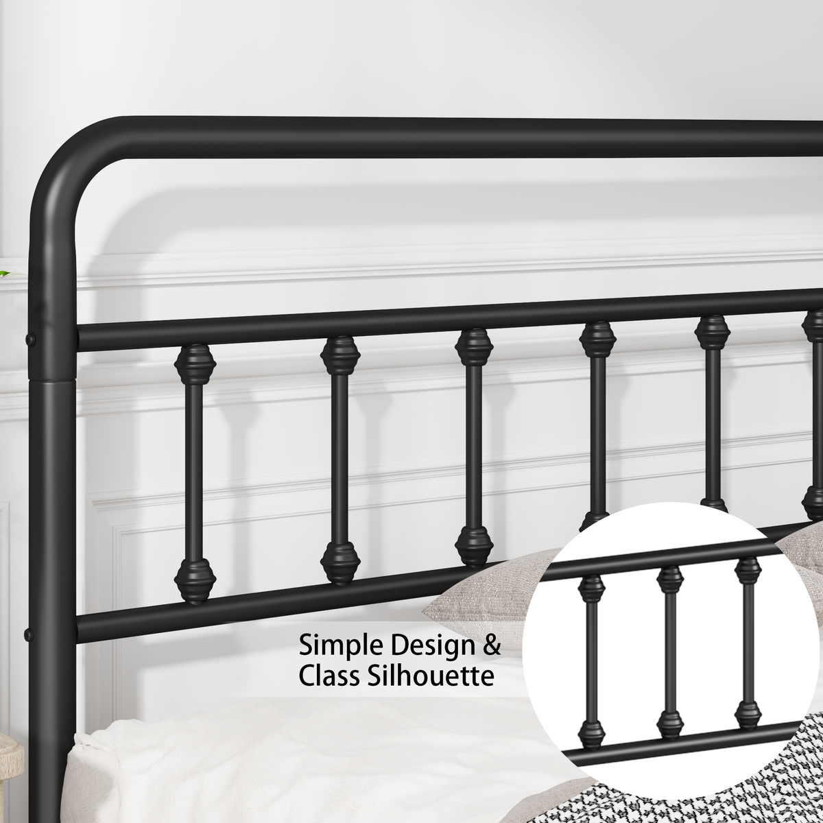 Metal Full Size Bed Frame with Headboard and Under Bed Storage - Black