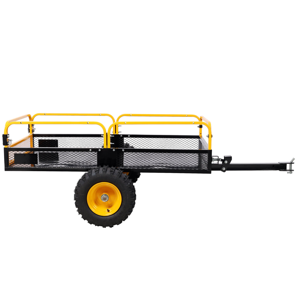 Heavy-Duty Tow-Behind Dump Cart with Steel Bed - Black