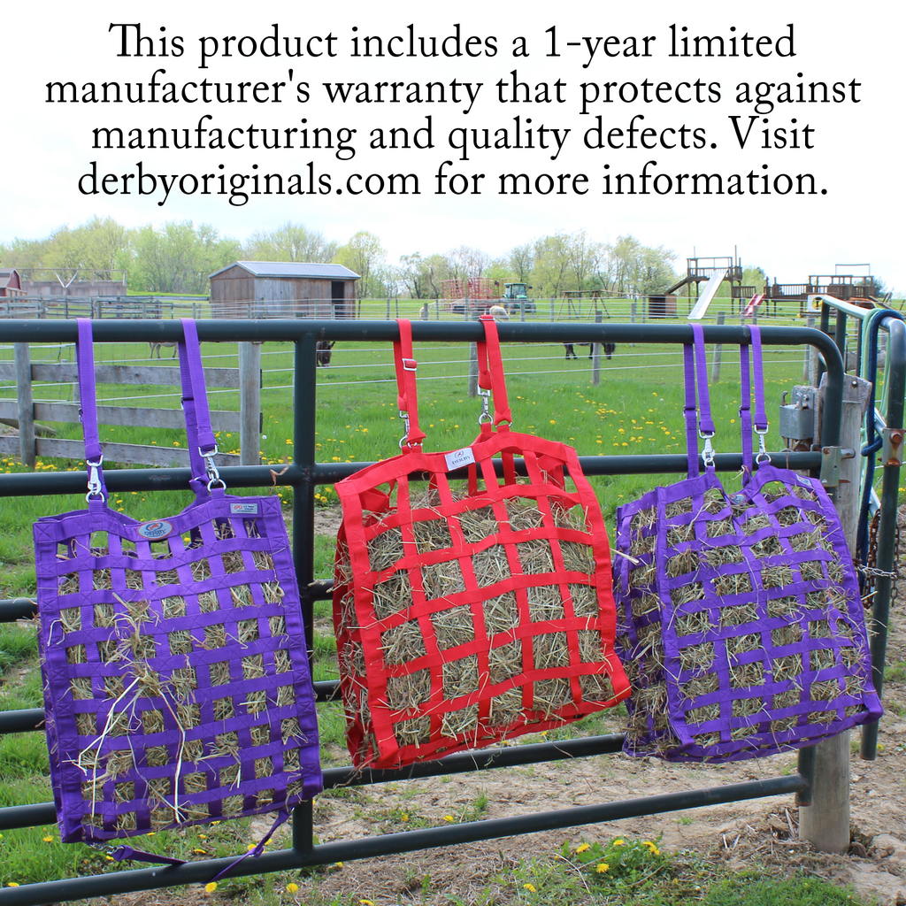 Superior 4-Sided Slow Feeder Horse Hay Bag – 1.75" Square Openings – Restricted Slow Feed – 1-Year Warranty | Patented Design