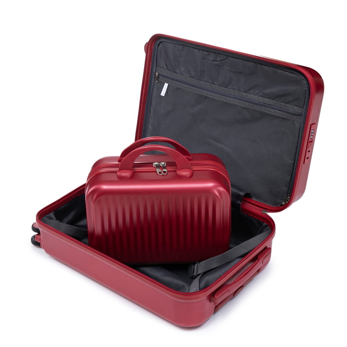 ABS Spinner Wheel Luggage Set with Combination Lock - Red