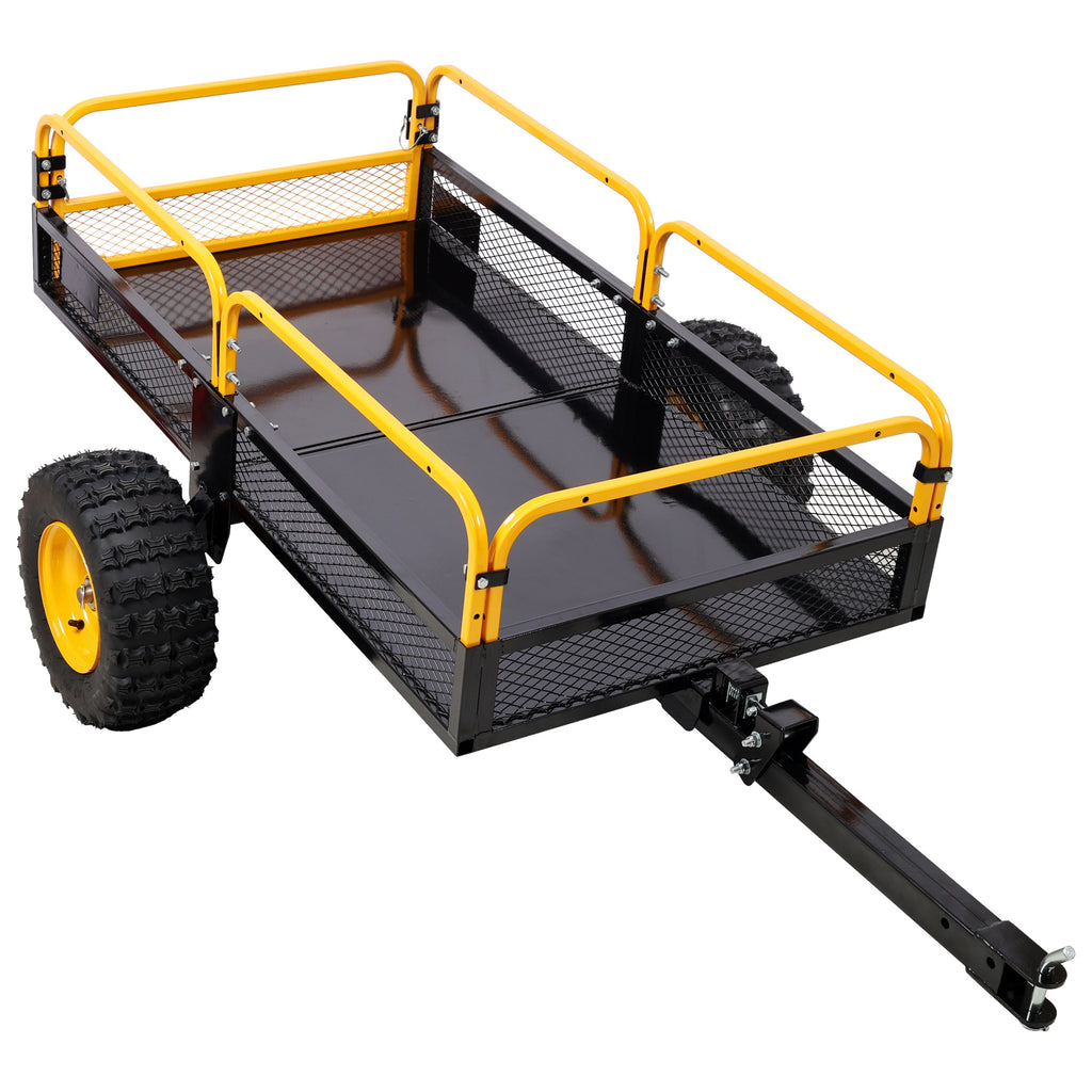 Heavy-Duty Tow-Behind Dump Cart with Steel Bed - Black