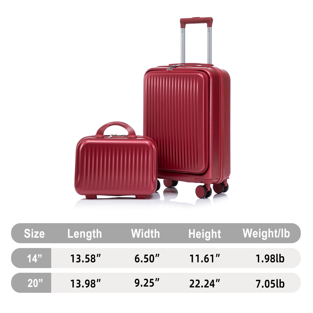 ABS Spinner Wheel Luggage Set with Combination Lock - Red