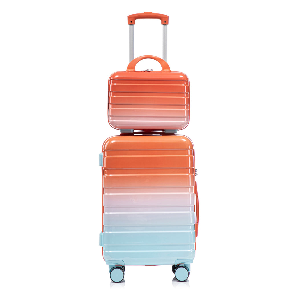 2 Pc PC Spinner Wheel Luggage Set with Lock - Gradient Blue Red