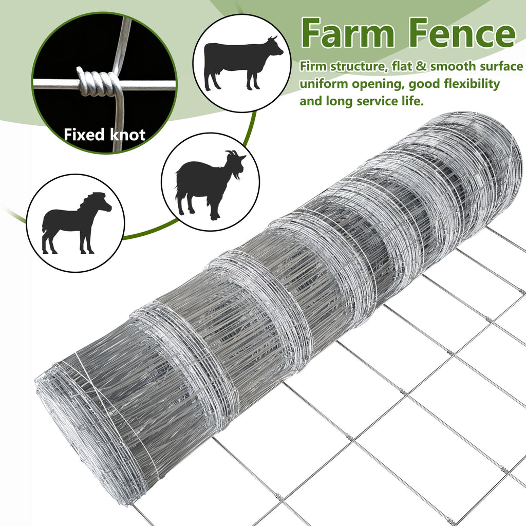 Farm Livestock Fence, 5.9" x 328FT Galvanized Iron Wire