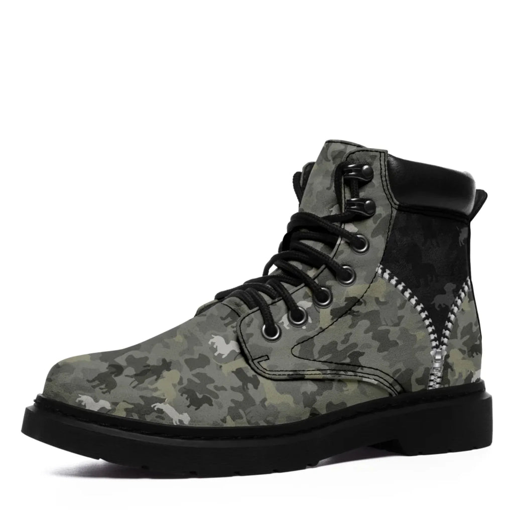 Personalized Camo Design Boots, Custom Veteran Durable Boots, Stylish Unisex Boots