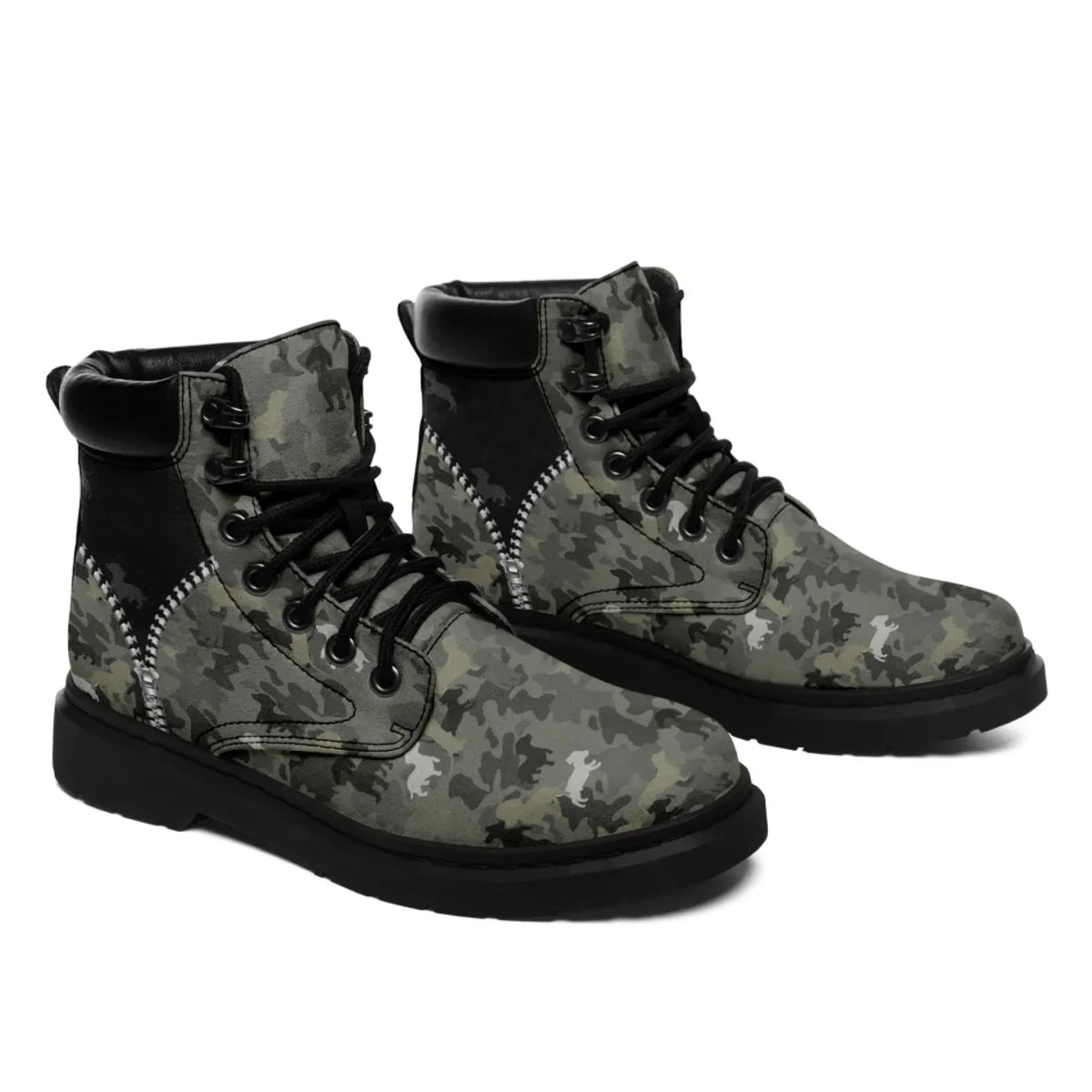 Personalized Camo Design Boots, Custom Veteran Durable Boots, Stylish Unisex Boots