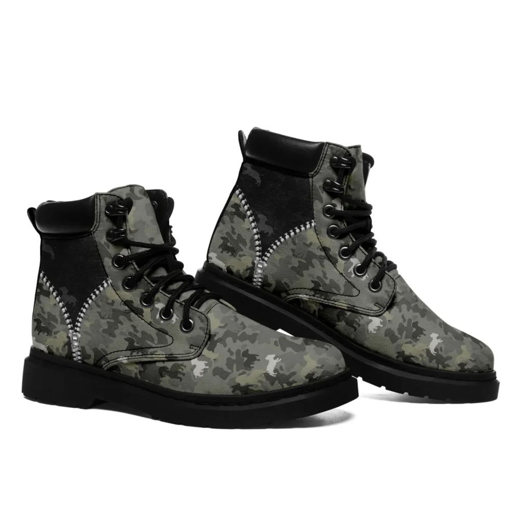Personalized Camo Design Boots, Custom Veteran Durable Boots, Stylish Unisex Boots
