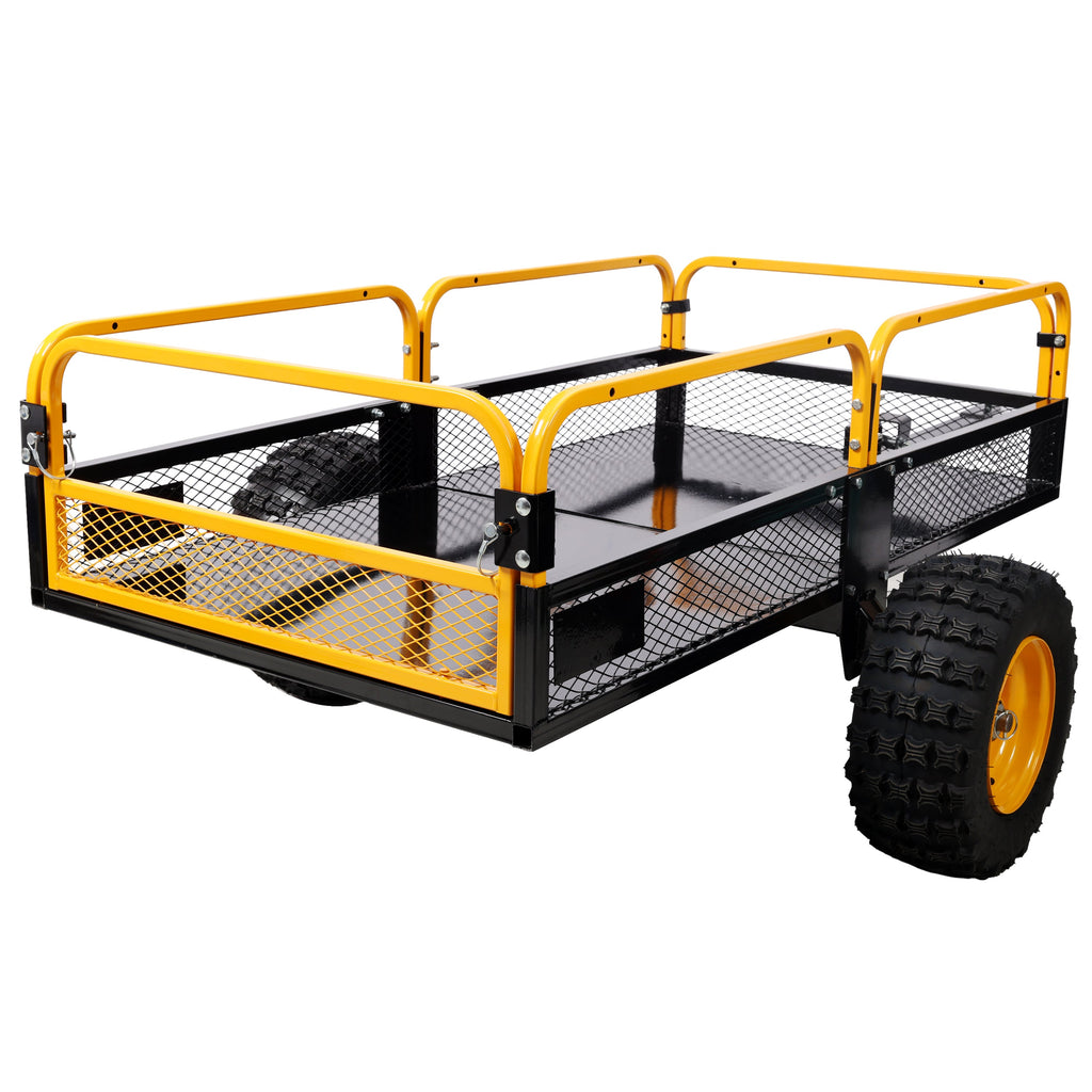 Heavy-Duty Tow-Behind Dump Cart with Steel Bed - Black