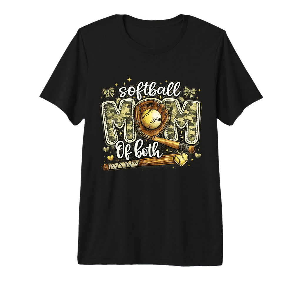 Softball Mom Both Camo Camouflage T-Shirt - Custom Art Print Men Women