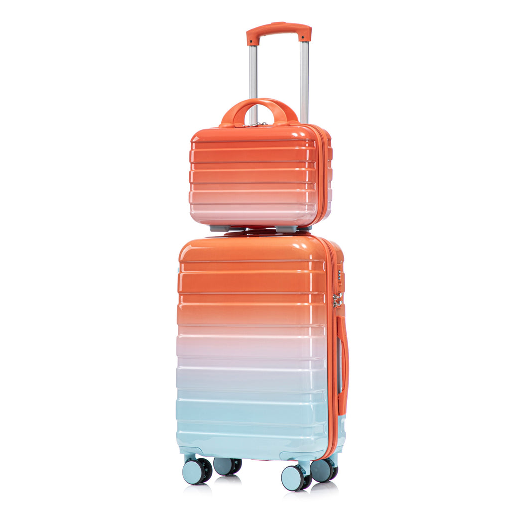 2 Pc PC Spinner Wheel Luggage Set with Lock - Gradient Blue Red