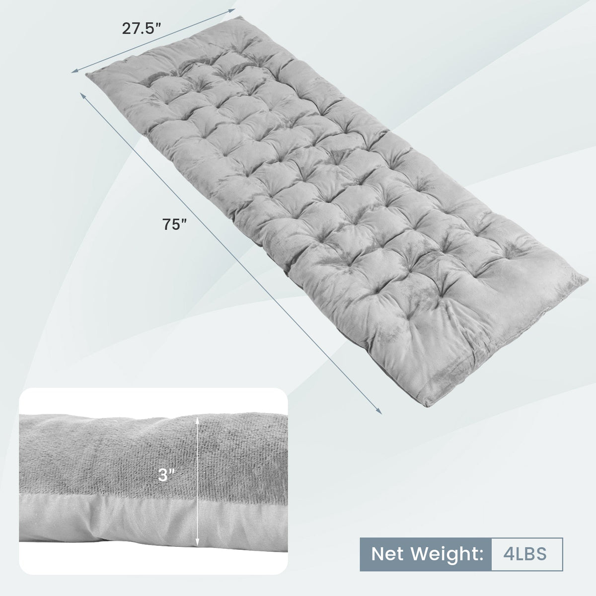 75 x 27.5 Inch Camping Cot Pads with Soft and Breathable Crystal Velvet