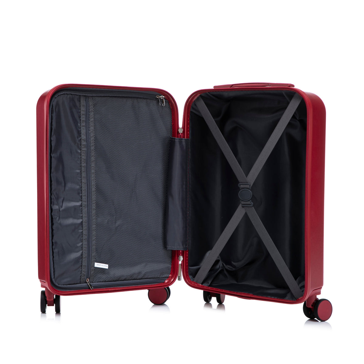 ABS Spinner Wheel Luggage Set with Combination Lock - Red