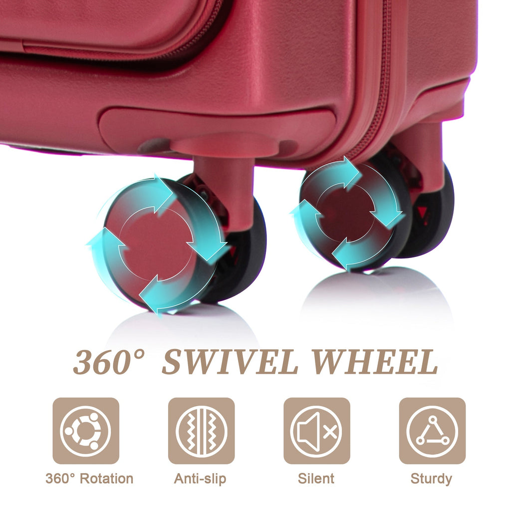 ABS Spinner Wheel Luggage Set with Combination Lock - Red